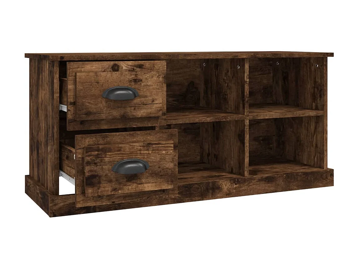 Meuble TV chêne fumé 102x35,5x47,5 cm bois d'ingénierie