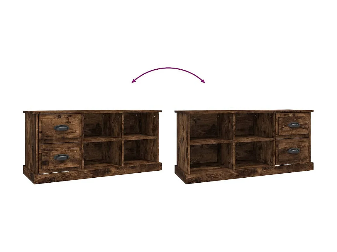 Meuble TV chêne fumé 102x35,5x47,5 cm bois d'ingénierie