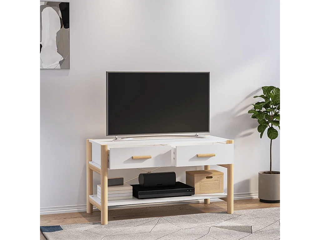 Mueble TV blanco 82x38x45 cm Madera contrachapada
