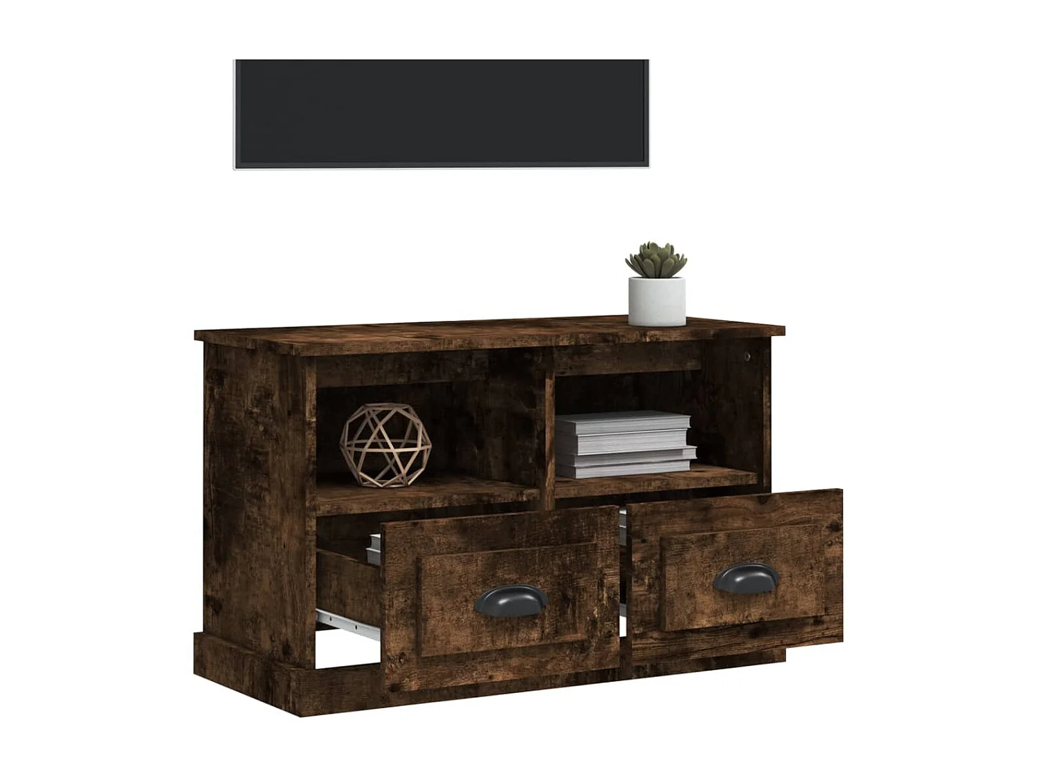 Mueble TV roble ahumado 80x35x50 cm madera contrachapada