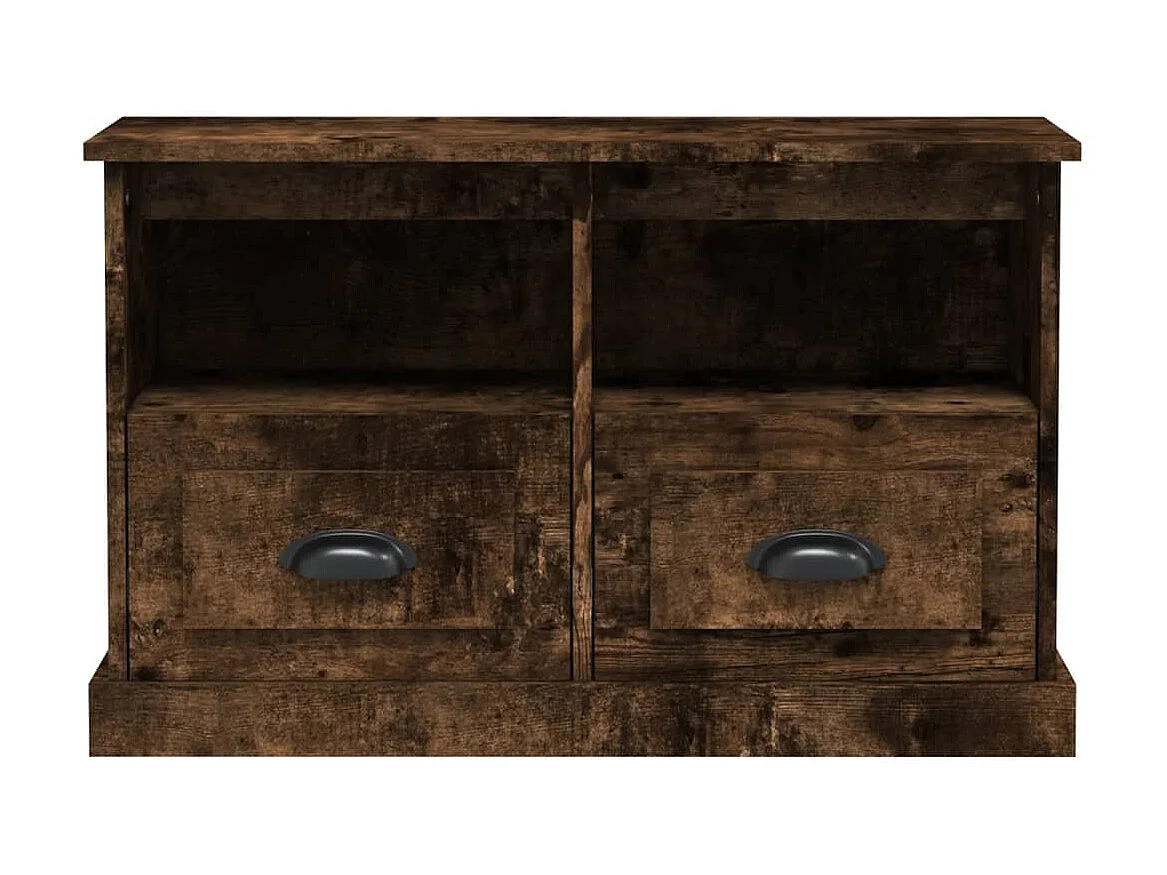 Meuble TV chêne fumé 80x35x50 cm bois d'ingénierie