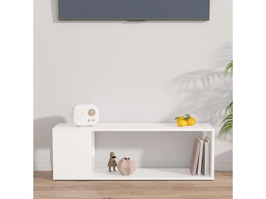 Meuble TV Blanc 100x24x32 cm Aggloméré