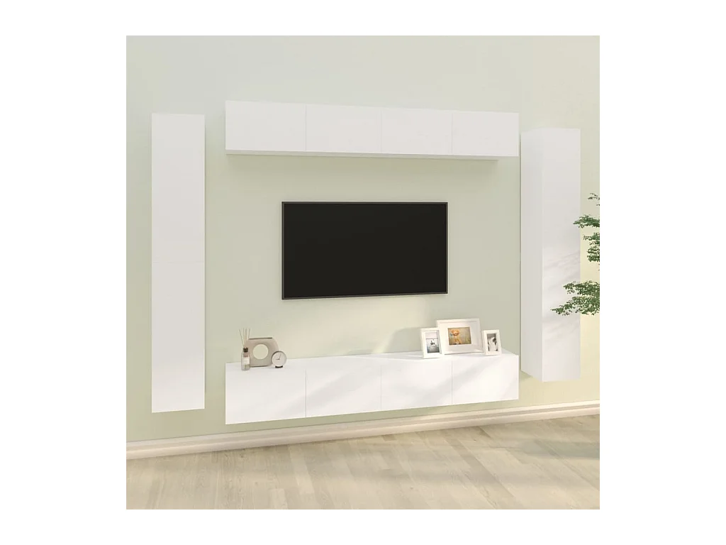 Ensemble de meubles TV 8 pcs Blanc Bois d'ingénierie