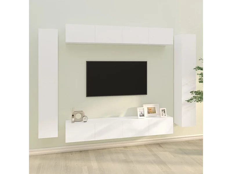 Ensemble de meubles TV 8 pcs Blanc Bois d'ingénierie