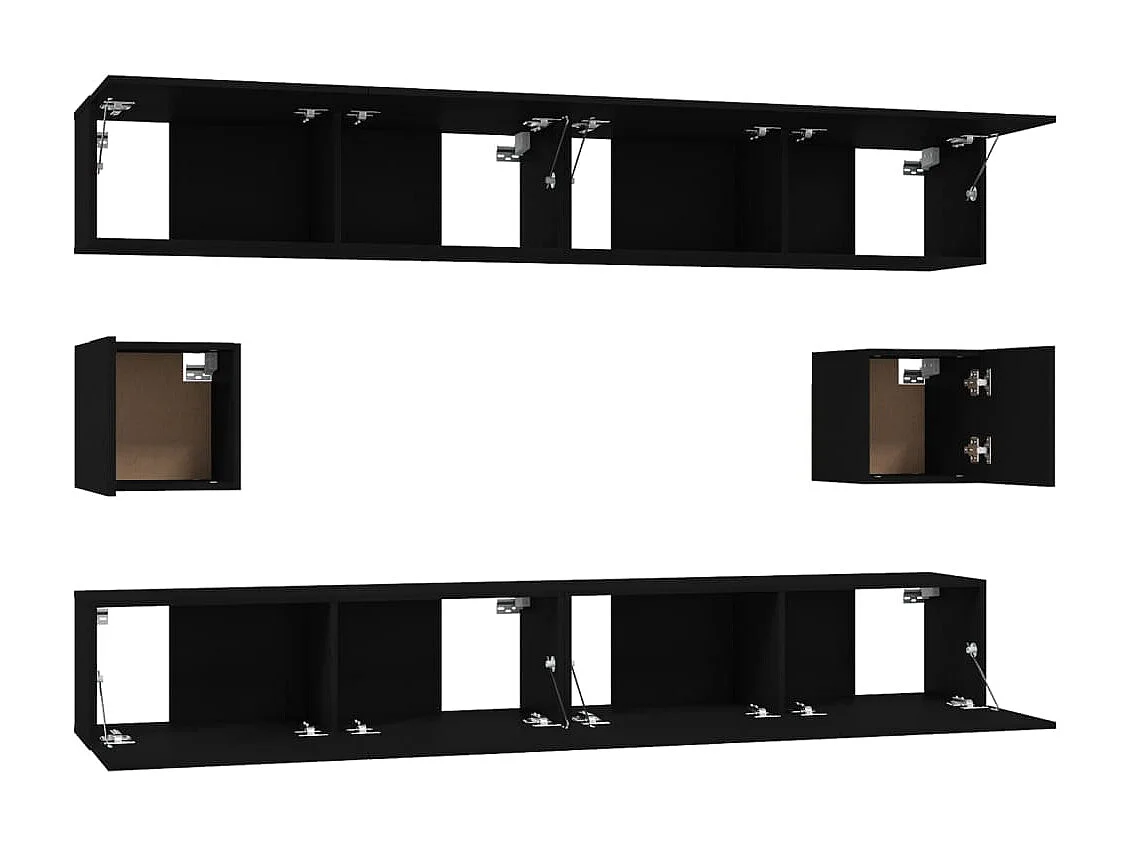 Ensemble de meubles TV 6 pcs Noir Bois d'ingénierie
