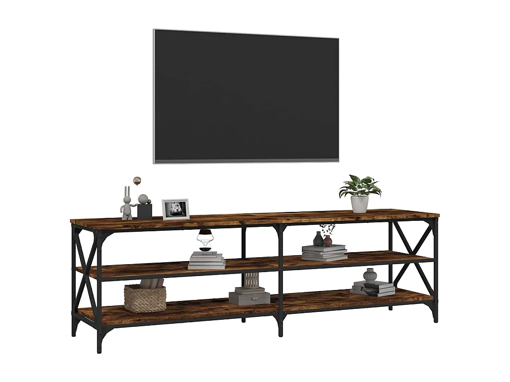 Móvel tv carvalho fumê 160x40x50 cm madeira engenharia