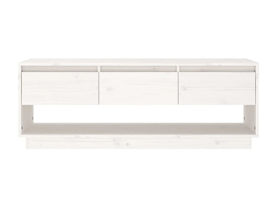 Móvel de TV branco 110,5x34x40 cm Madeira maciça de pinho