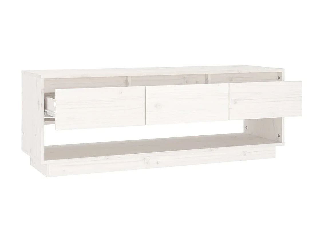 Móvel de TV branco 110,5x34x40 cm Madeira maciça de pinho