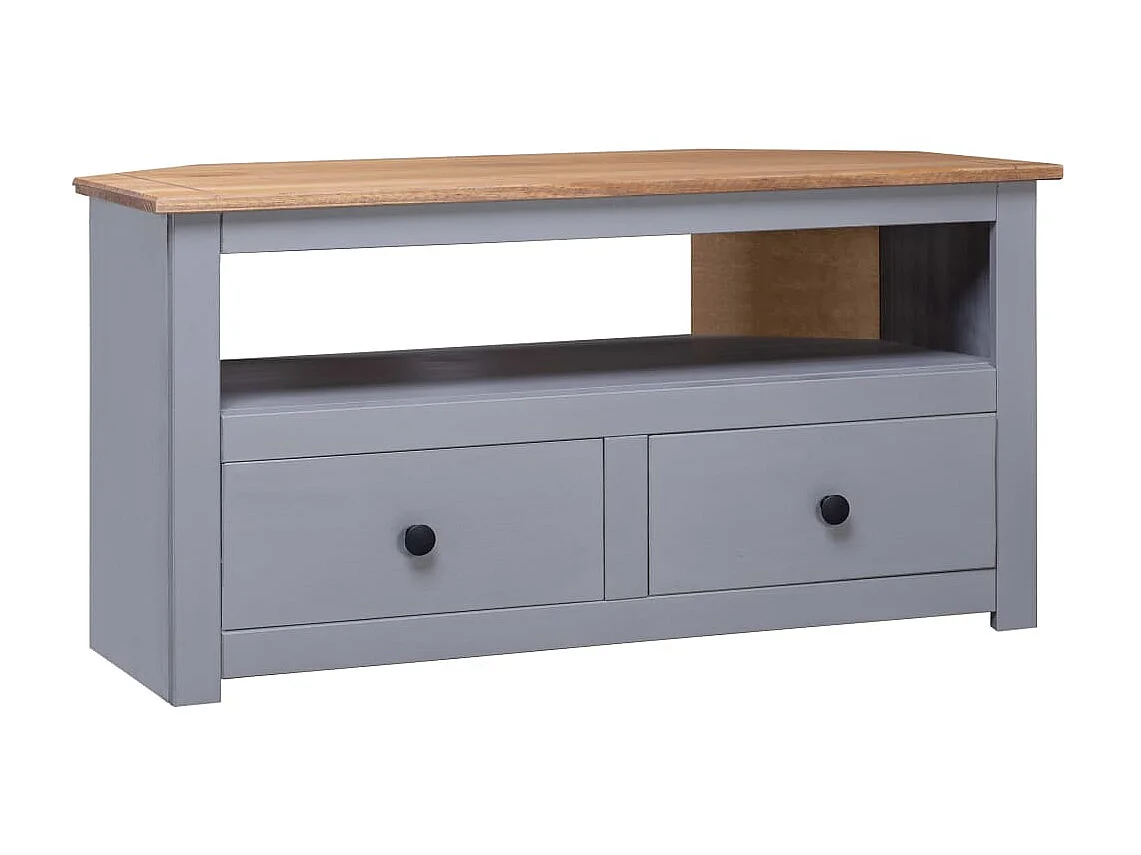 Meuble TV d'angle Gris 93x49x49cm Pin solide Assortiment Panama