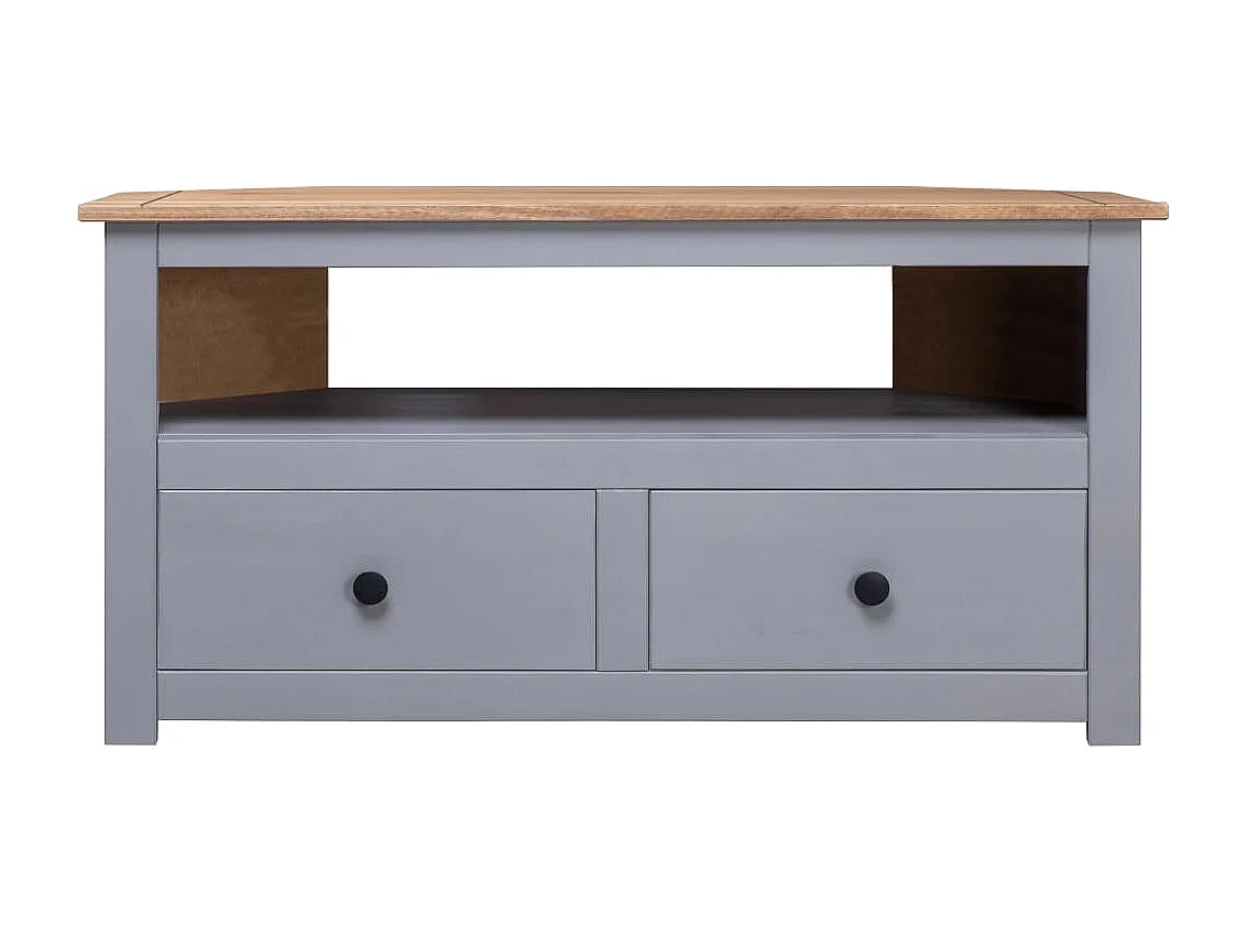 Meuble TV d'angle Gris 93x49x49cm Pin solide Assortiment Panama