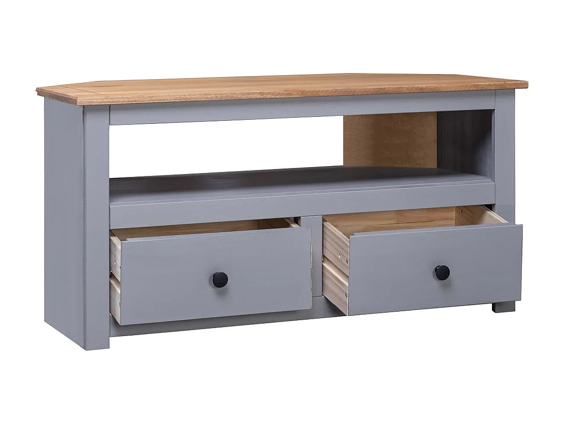 Meuble TV d'angle Gris 93x49x49cm Pin solide Assortiment Panama