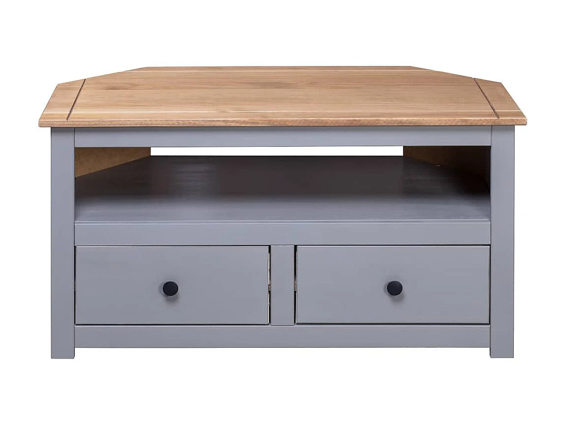 Meuble TV d'angle Gris 93x49x49cm Pin solide Assortiment Panama