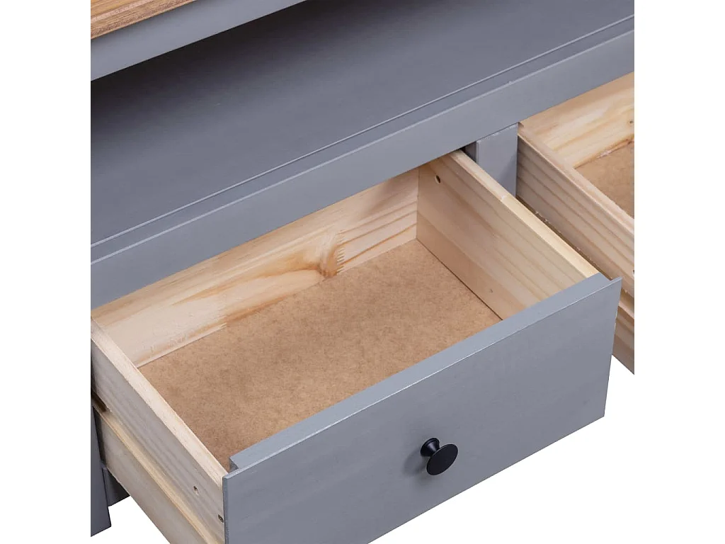 Meuble TV d'angle Gris 93x49x49cm Pin solide Assortiment Panama