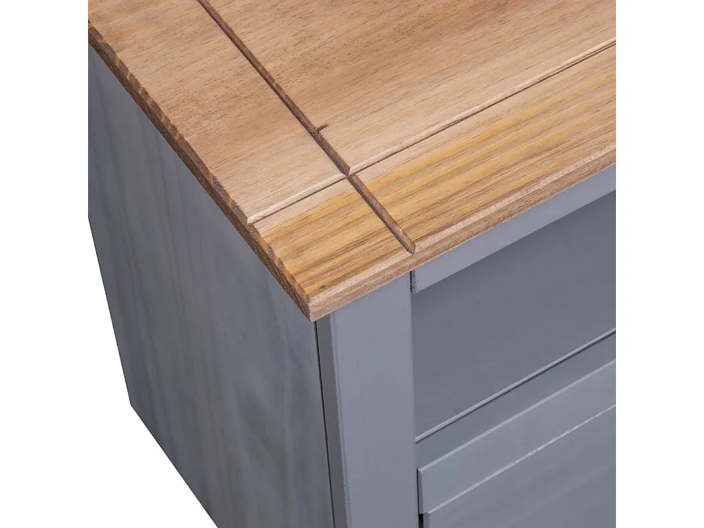 Meuble TV d'angle Gris 93x49x49cm Pin solide Assortiment Panama