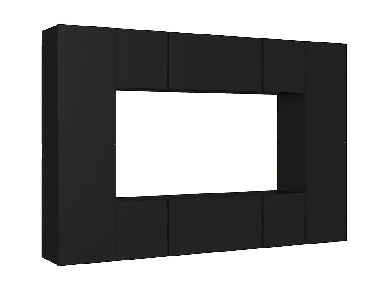 TV-meubelset 8-delig Zwart spaanplaat