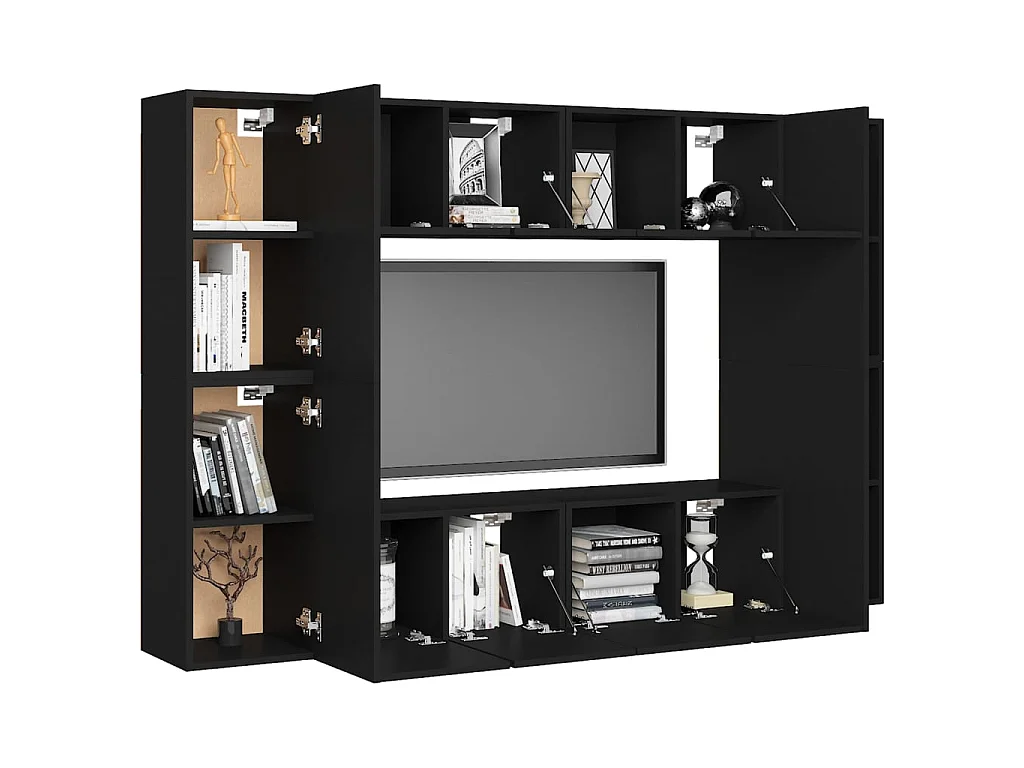 TV-meubelset 8-delig Zwart spaanplaat