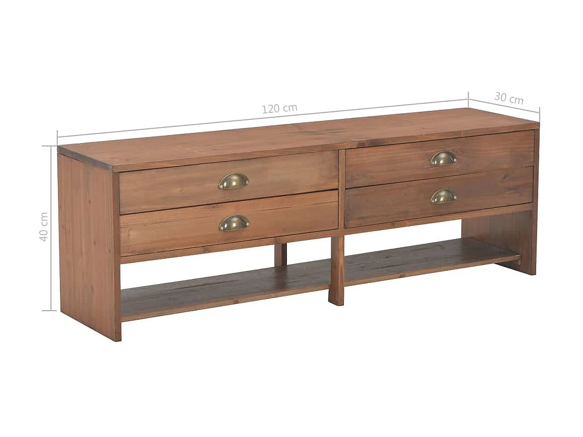 Meuble TV avec 4 tiroirs 120x30x40 cm Bois massif de sapin