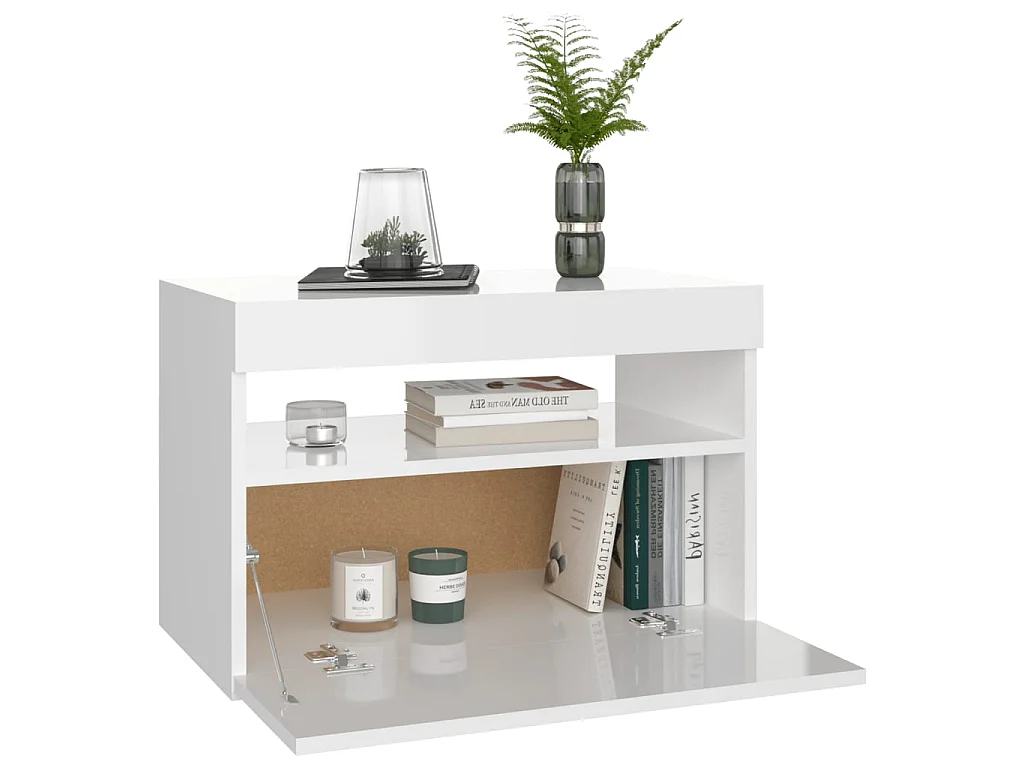 Móveis de TV com luzes LED 2 unidades branco brilhante 60x35x40 cm