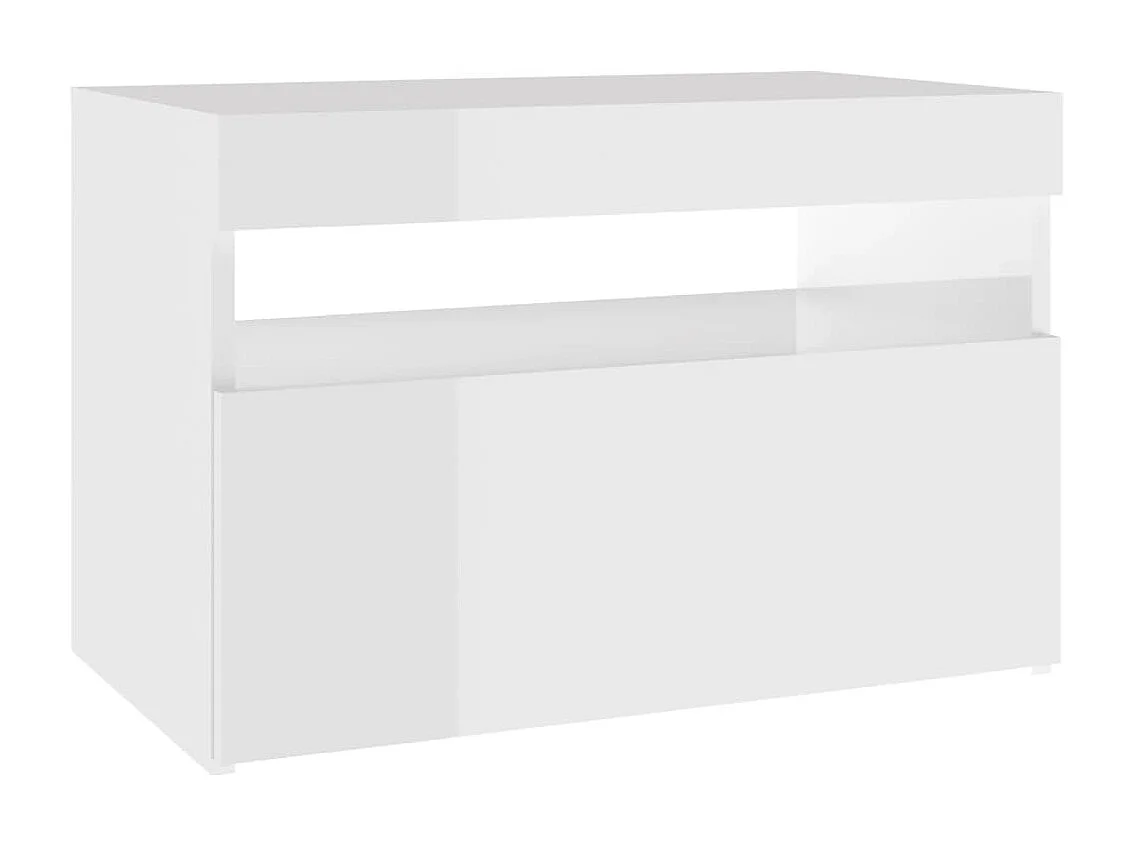 TV-Schränke mit LED-Leuchten, 2 Stück, glänzend weiß, 60 x 35 x 40 cm