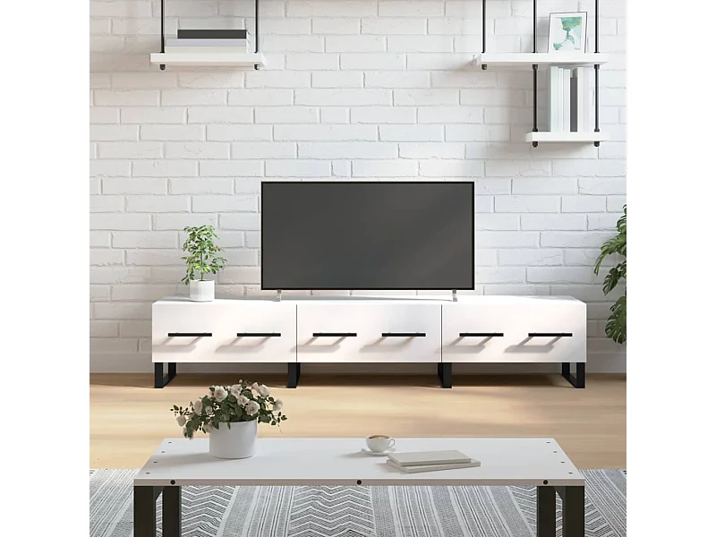 Meuble TV blanc 150x36x30 cm bois d'ingénierie