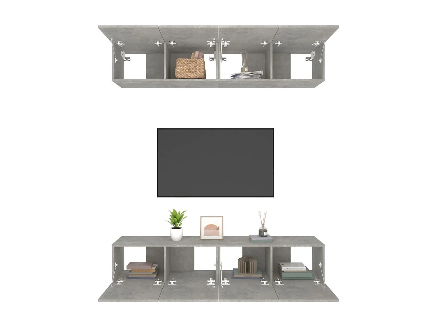 Meubles TV 4 pcs Gris béton 80x30x30 cm Bois d'ingénierie