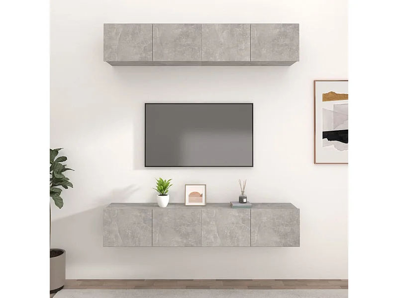 Meubles TV 4 pcs Gris béton 80x30x30 cm Bois d'ingénierie
