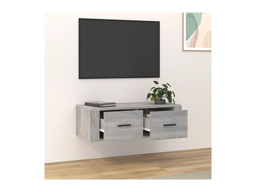 Armoire TV suspendue Sonoma gris 80x36x25 cm Bois d'ingénierie