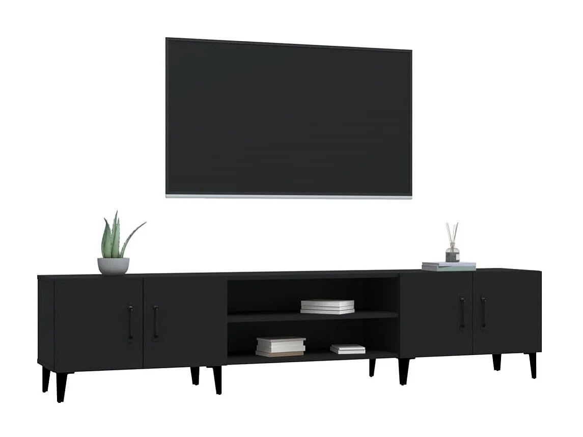 Meuble TV noir 180x31,5x40 cm bois d'ingénierie