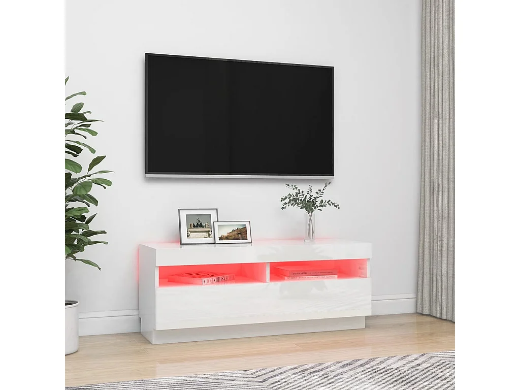 Mueble TV con luces LED blancas brillantes 100x35x40 cm