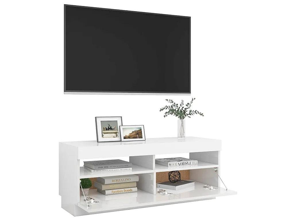 Mueble TV con luces LED blancas brillantes 100x35x40 cm