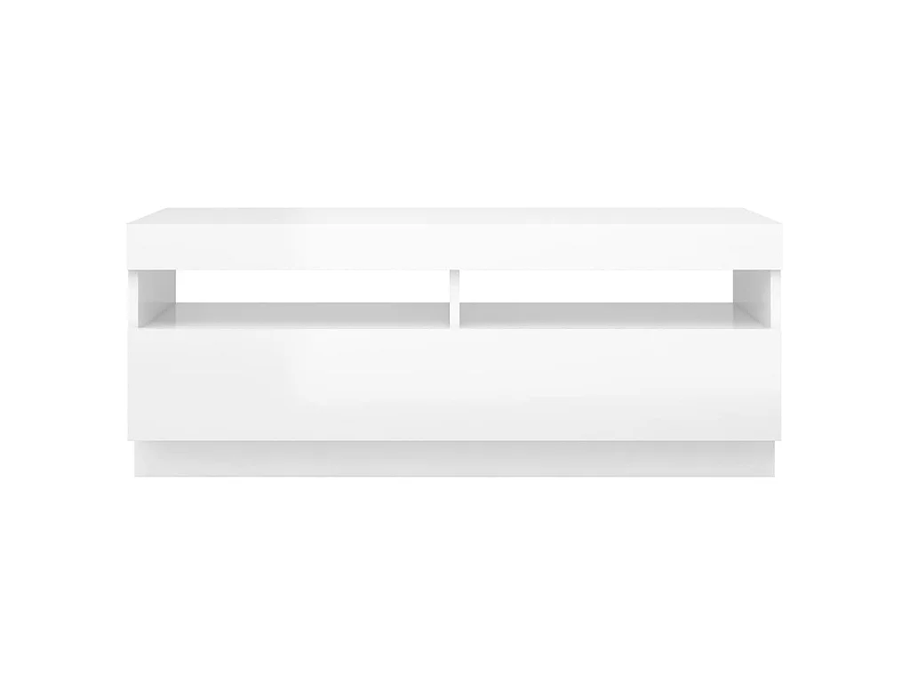 Meuble TV avec lumières LED blanc brillant 100x35x40 cm