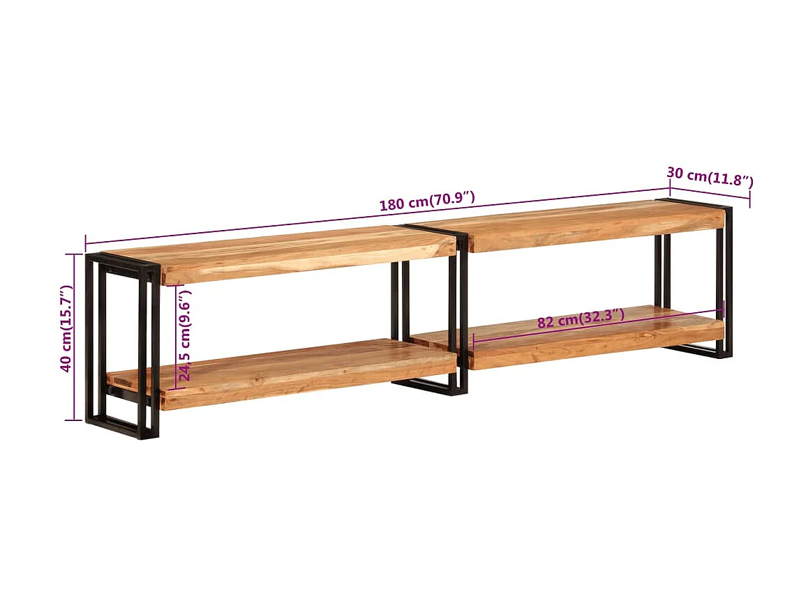 Meuble TV 180x30x40 cm bois d'acacia massif