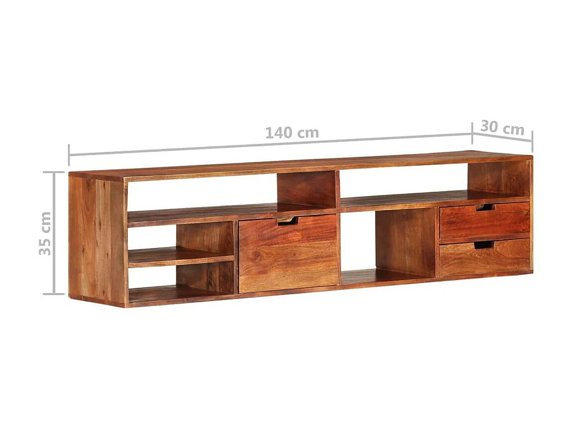 Meuble TV 140x30x35 cm Bois d'acacia massif