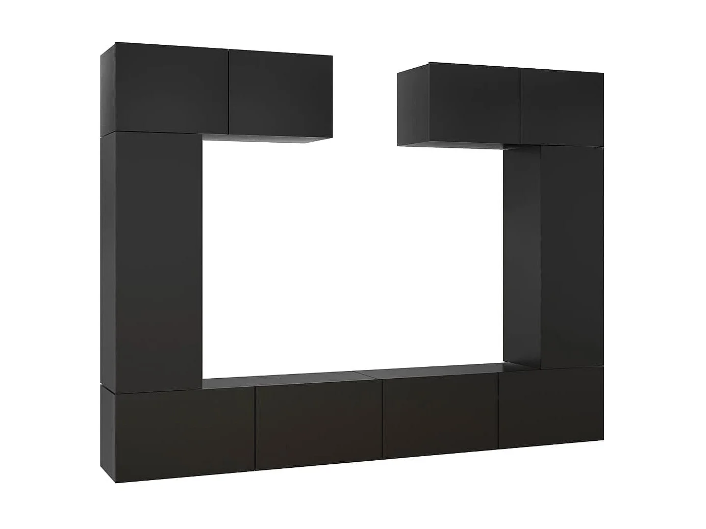 Ensemble de meuble TV 6 pcs Noir Aggloméré