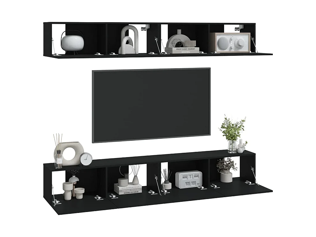 Meubles TV muraux 4 pcs Noir 100x30x30 cm