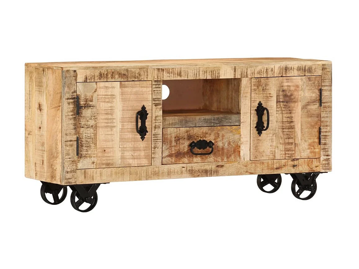 Meuble TV Bois de manguier brut 110x30x50 cm