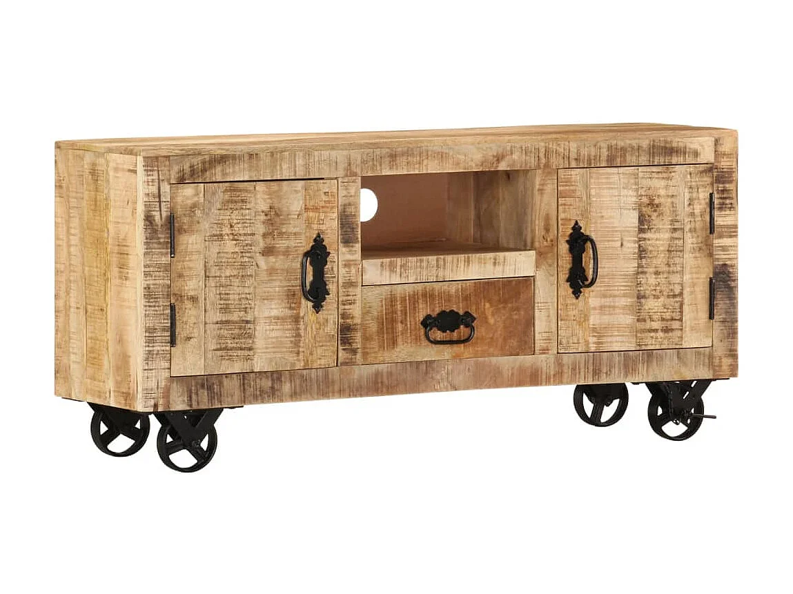Meuble TV Bois de manguier brut 110x30x50 cm