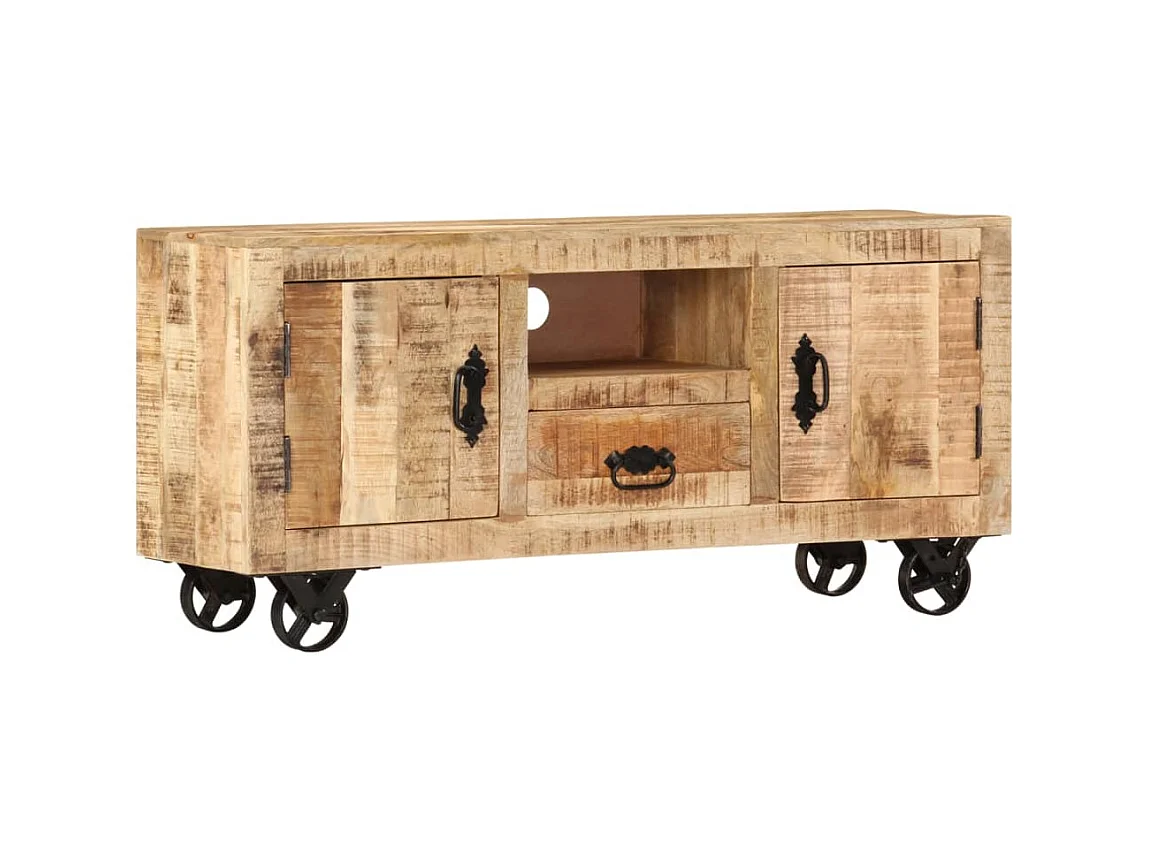 Meuble TV Bois de manguier brut 110x30x50 cm