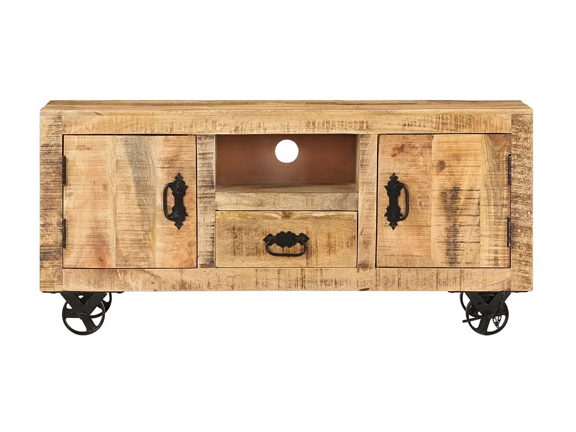 Meuble TV Bois de manguier brut 110x30x50 cm