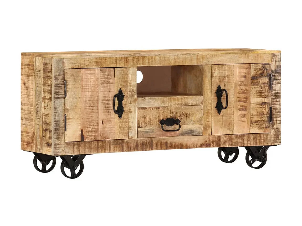 Meuble TV Bois de manguier brut 110x30x50 cm
