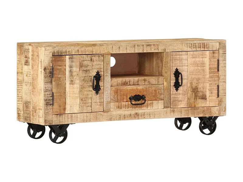 Meuble TV Bois de manguier brut 110x30x50 cm