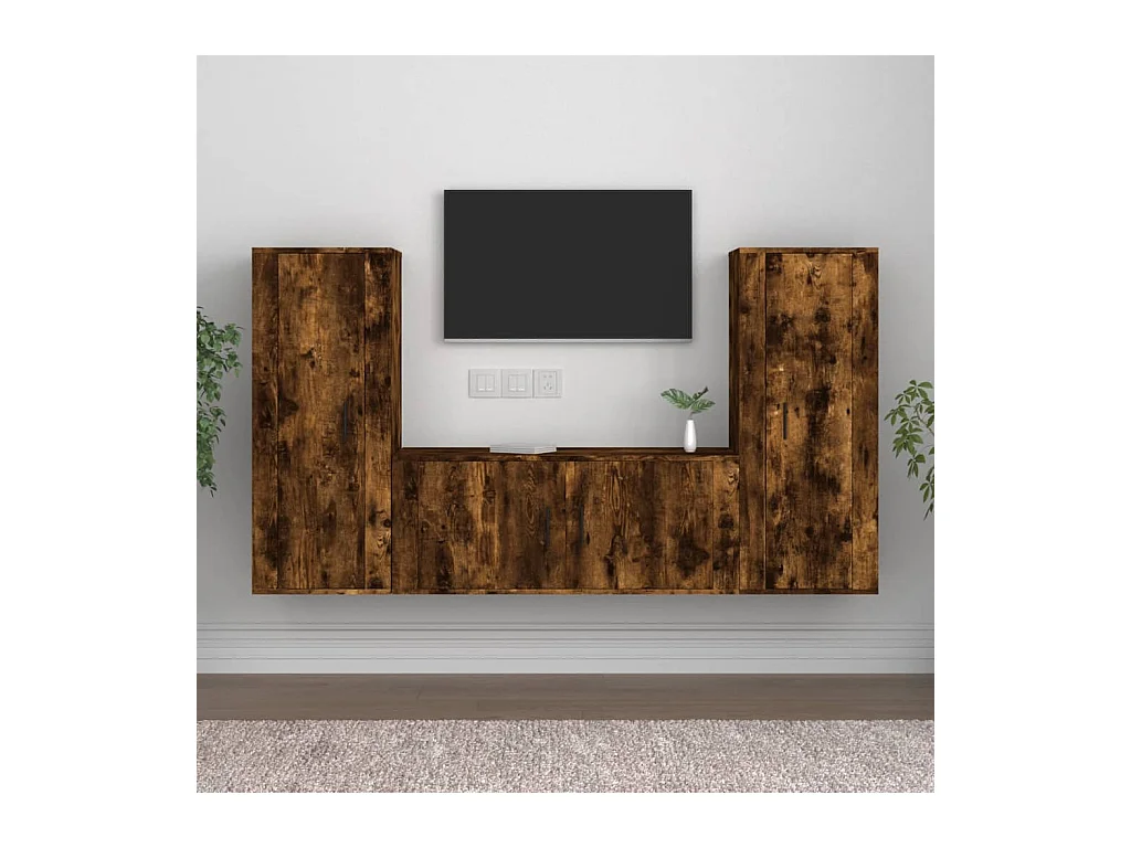 Ensemble de meubles TV 3 pcs Chêne fumé Bois d'ingénierie