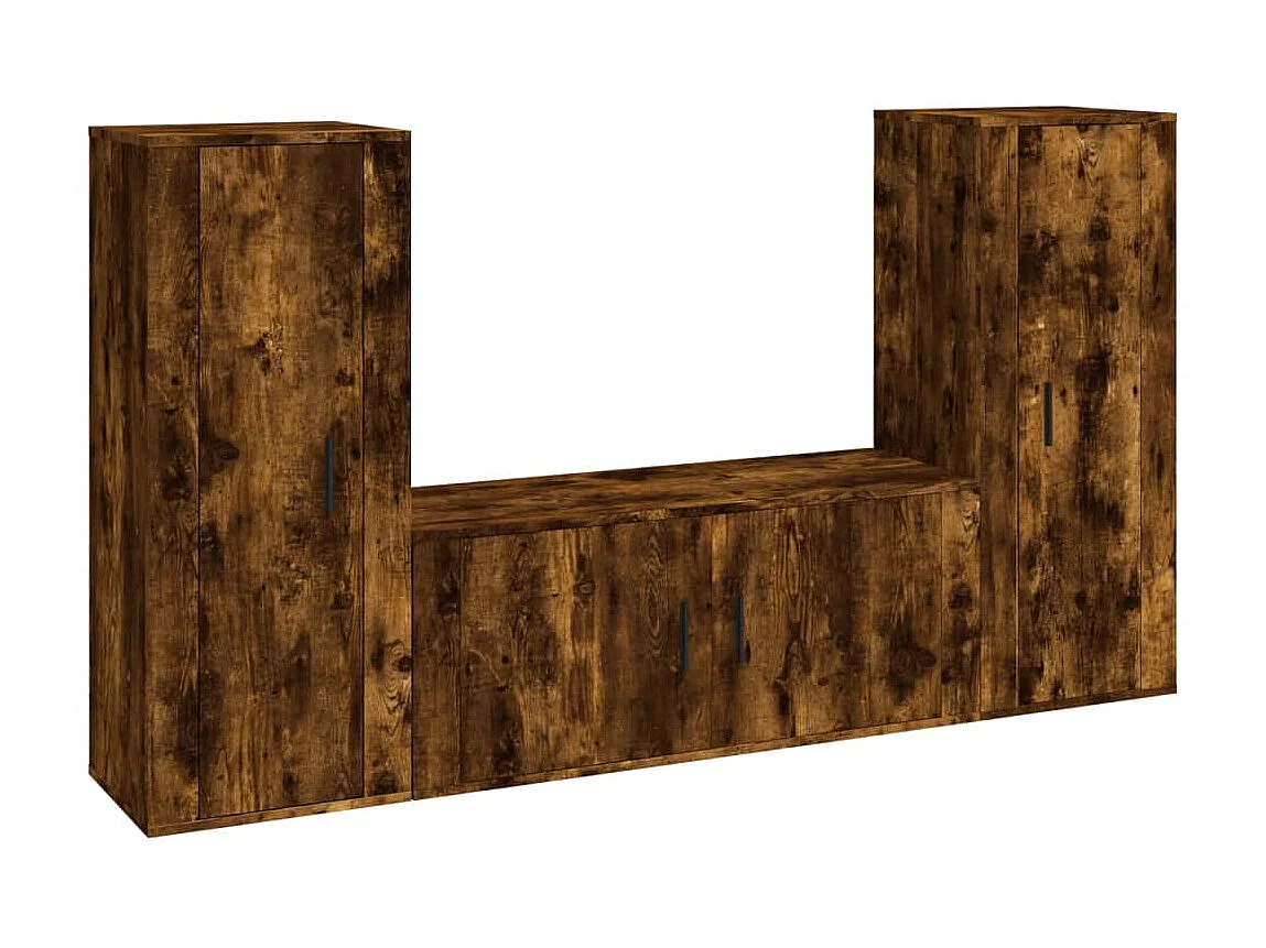 Ensemble de meubles TV 3 pcs Chêne fumé Bois d'ingénierie
