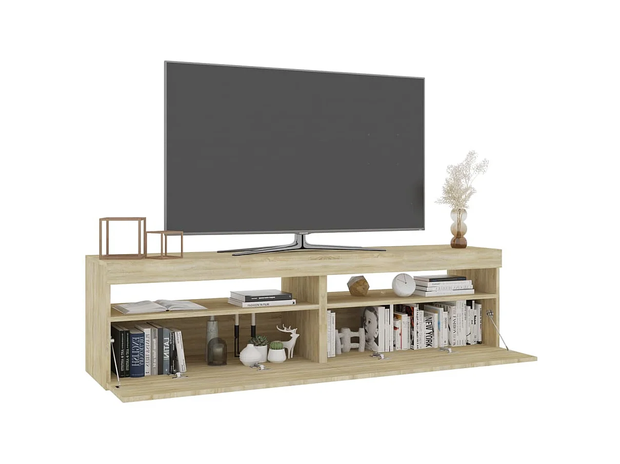 TV-kasten 2 stuks met LED-verlichting Sonoma eiken 75x35x40 cm