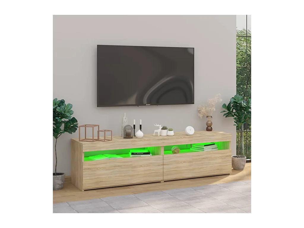 TV-kasten 2 stuks met LED-verlichting Sonoma eiken 75x35x40 cm