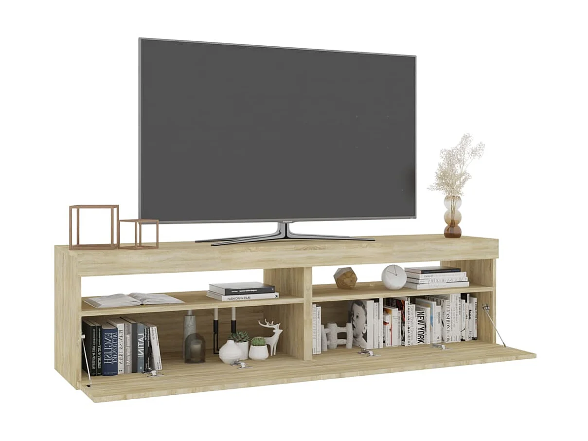 TV-kasten 2 stuks met LED-verlichting Sonoma eiken 75x35x40 cm