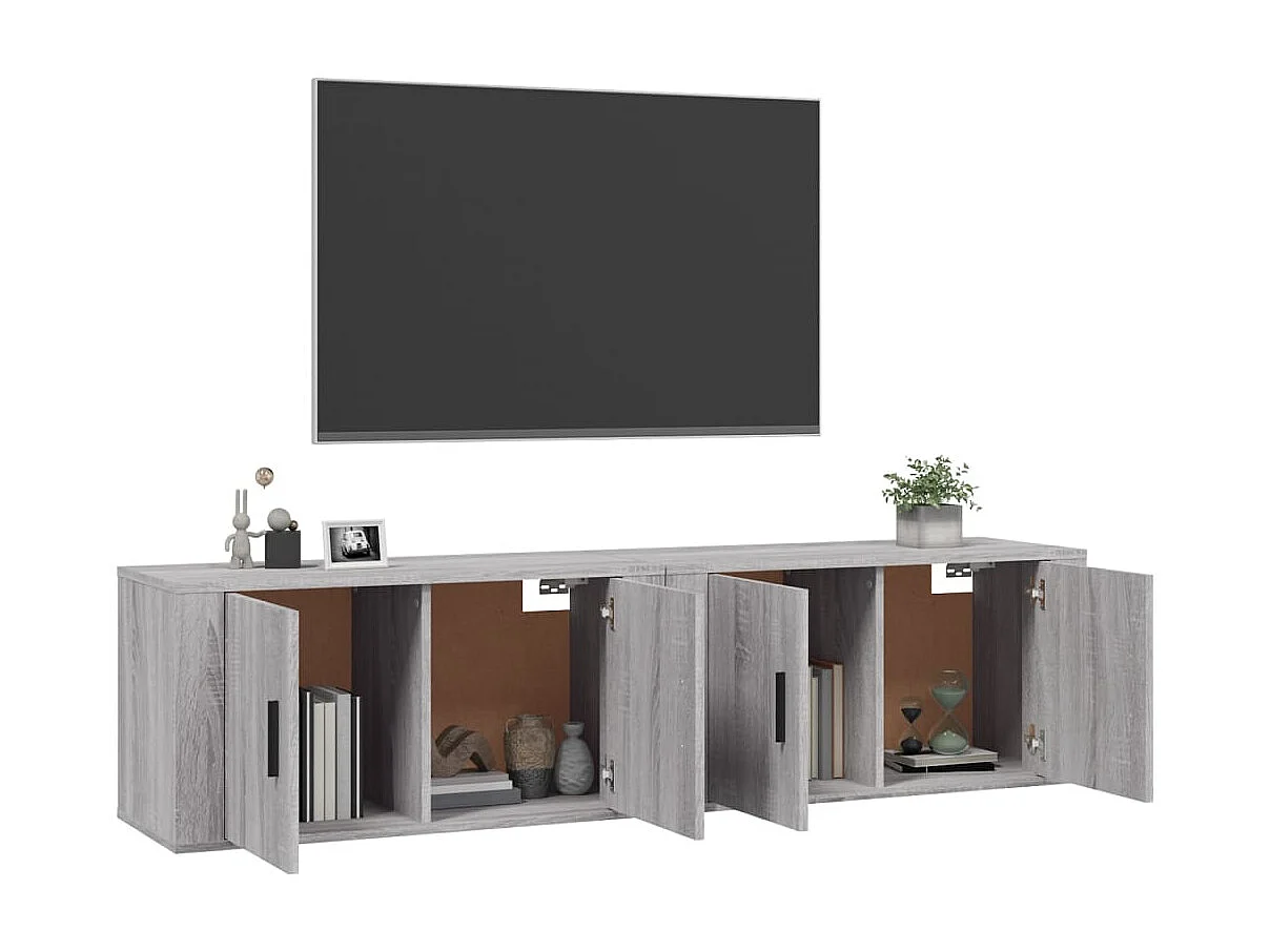 Wand-TV-Einheiten 2 Stück Sonomagrau 80x34,5x40 cm