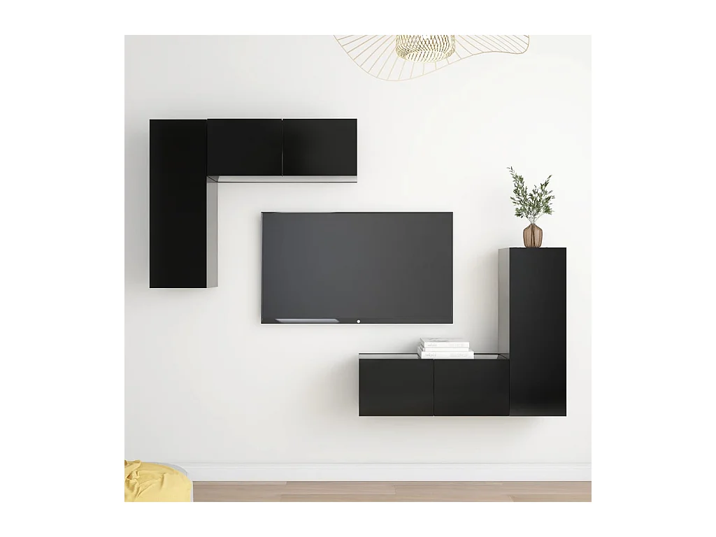 Ensemble de meubles TV 4 pcs Noir Aggloméré