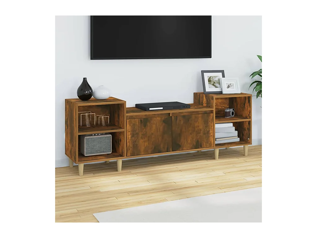 Meuble TV Chêne fumé 160x35x55 cm Bois d'ingénierie