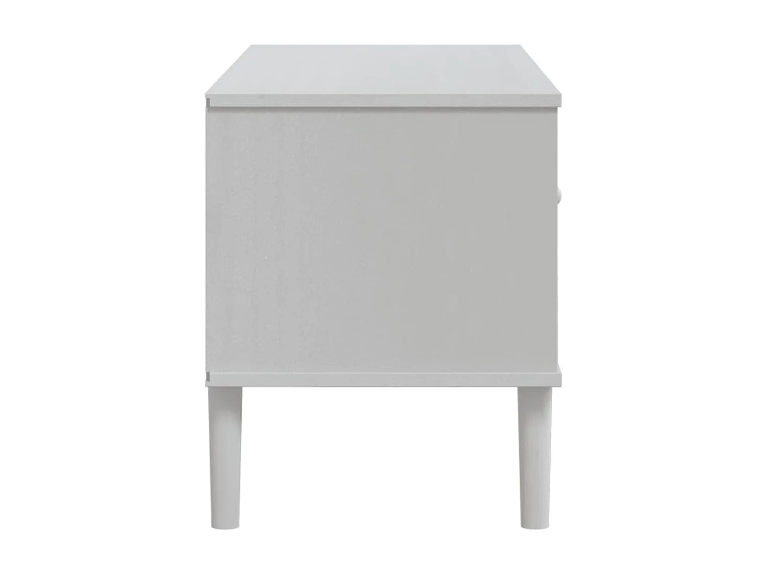 Meuble TV SENJA aspect rotin blanc 106x40x49cm bois massif pin